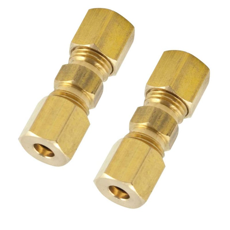 Legines Pack of 2 Compression Union Brass Tube Fitting, 3/16" x 3/16" Compression - Image 1